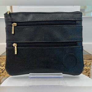 Vintage Gianfranco Ferre - Black Leather Triple-Zip Pouch - EUC